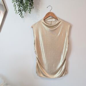 Rebecca Minkoff Tan and Cream Sleeveless Muscle Tee